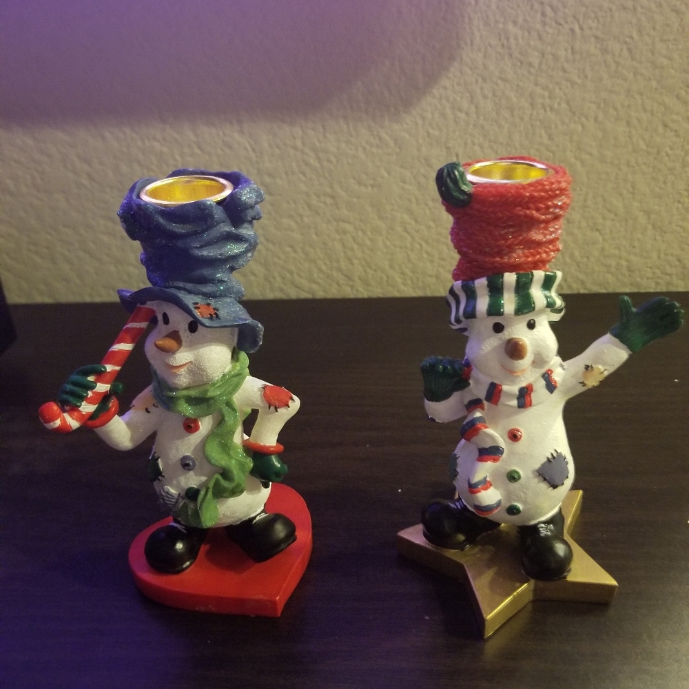 ☃️❄ Set of Snowmen Candle Holders